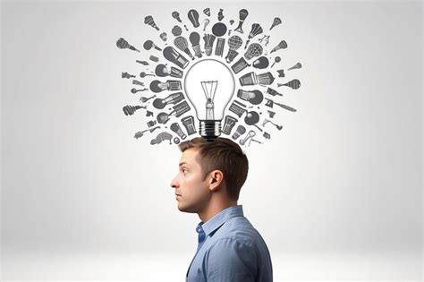 Premium Photo D Man Thinking With Idea Bulb Above His Head Over