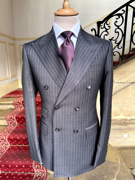 Charcoal Grey Double Breasted Chalk Stripe Suit