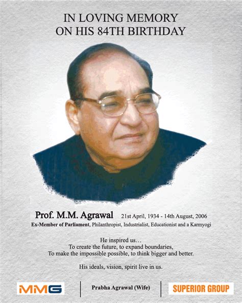 In Loving Memory On His 84th Birthday Prof M M Agrawl Ad Advert Gallery