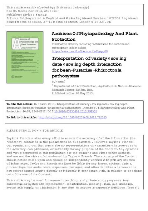 Pdf Interpretation Of Variety Sowing Date Sowing Depth