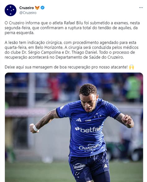 Cruzeiro confirma lesão de atacante fora do jogo contra o Fluminense