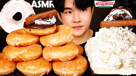 Asmr Krispy Kreme Glazed Donuts Mukbang With Cream Mountain No