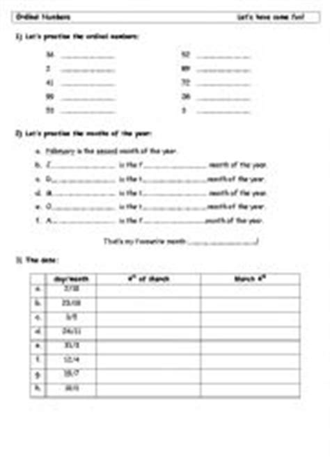 Ordinal Numbers And Dates Esl Worksheet By Sabvo