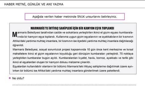 Haber Metni ve Anı Yazma 8 Sınıf Türkçe Morpa Kampüs