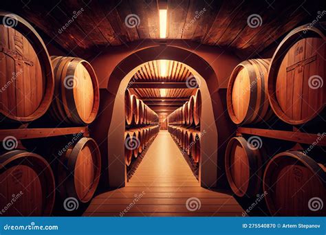 Old Wine Cellar With Oak Barrels Winery Basement Wine Cellar Abstract