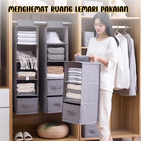 Jual Rak Gantung Lipat Lemari Kain Penyimpanan Gantung Lemari Pakaian