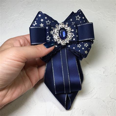 Celestial Brooch Blue Bow Ribbon Brooch For Women Etsy Diy Hair Accessories Brooches