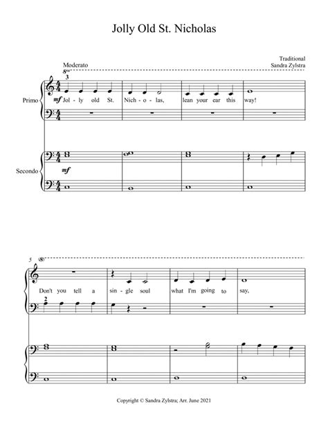 Jolly Old St Nicholas Beginning Solo With Optional Elementary Duet