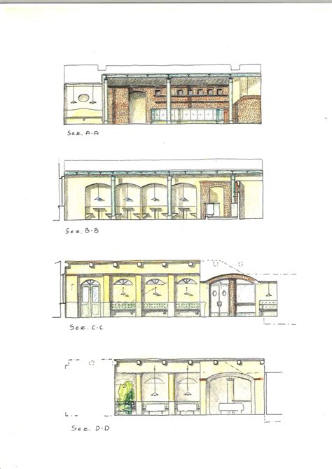 Sezioni Arredi Progetto Ristorante Pub Pianta Disegno 16 Studio Zaroli