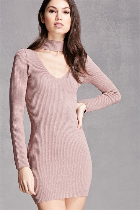 High Neck Bodycon Dress Ribbed Knit Bodycon Dress Dresses Outfit