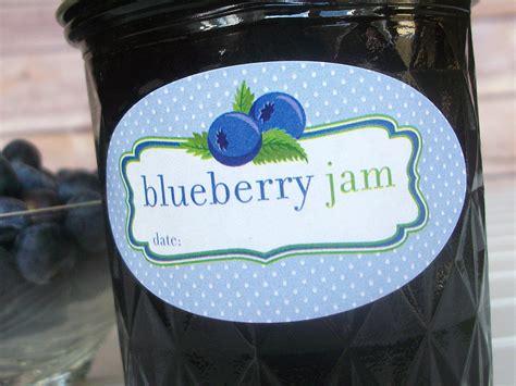 Cute Blueberry Jam Oval Canning Labels for home preserved jam ...