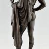 Orpheus Antique Bronze Sculpture Of A Male Nude With Lyre And Cape