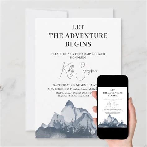 Minimalist Let The Adventure Begin Baby Shower Invitation Zazzle