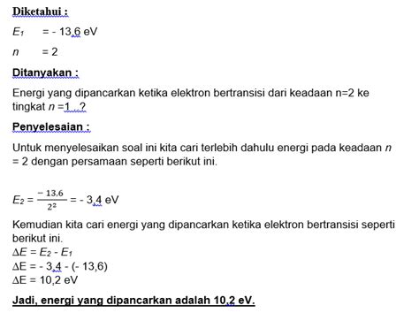 Energi Elektron Atom Hidrogen Pada Tingkat Dasarny