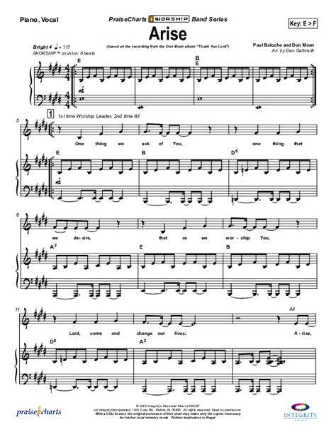 Arise Sheet Music Pdf Don Moen Praisecharts