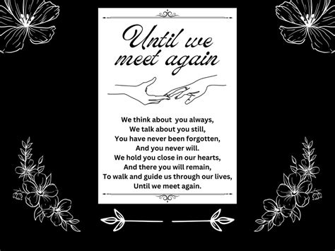 Until We Meet Again Poem Until We Meet Again Memorial Poem Wedding ...