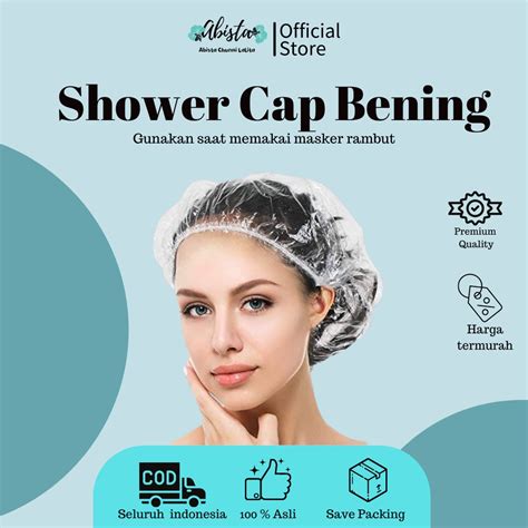 Jual SHOWER CAP SEKALI PAKAI PLASTIK BENING Penutup Kepala Ketika