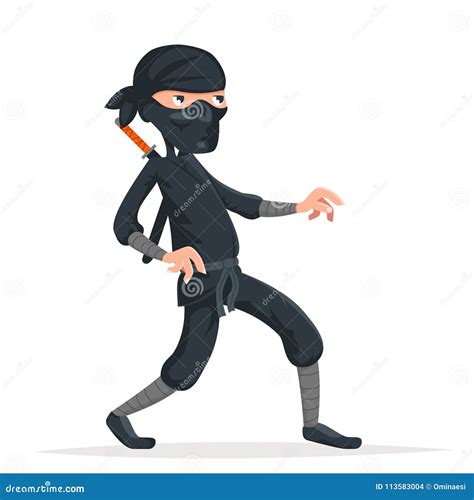 Ninja Thief Sneak Walk Sword Asian Assassin Japanese Cartoon Character