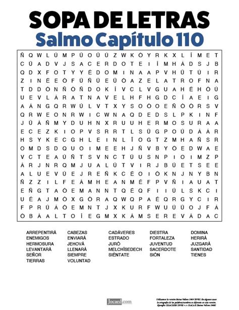 Sopa De Letras De La Biblia Gratis Salmo Capítulo 110 Sopa De Letras