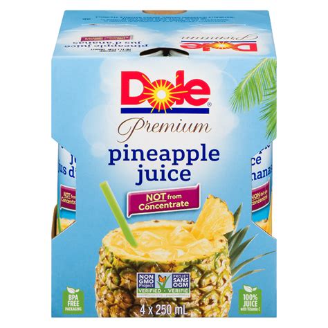 100 Pineapple Juice 100 Juice Not From Concentrate 4x250ml Dole® Sunshine