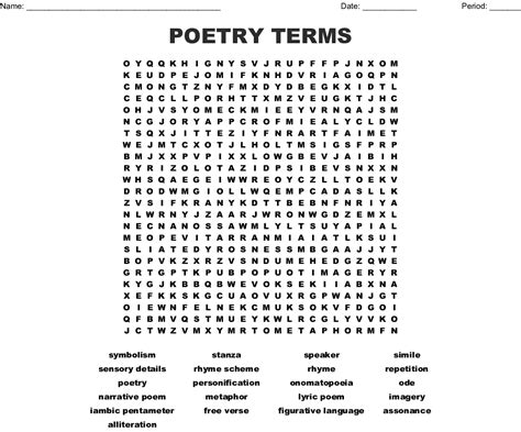 Poetry Word Search Printable