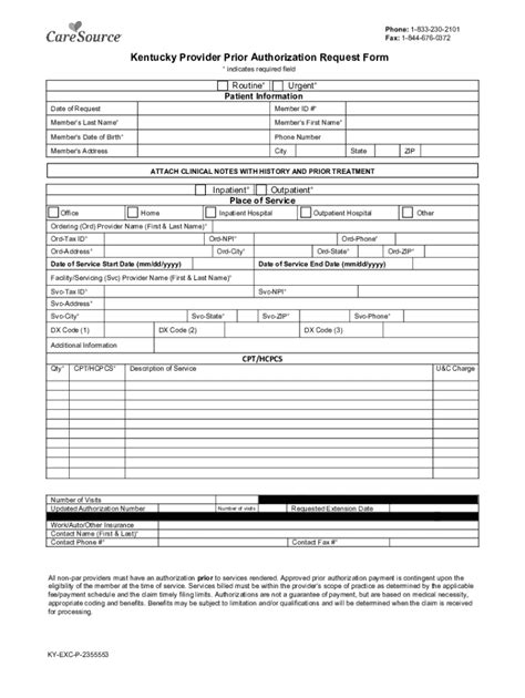 Fillable Online Kentucky Provider Prior Authorization Request Form Fax