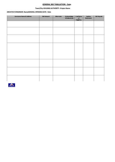 Bid Tabulation Template