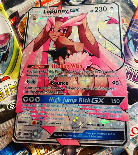 Custom Pokémon Full Art Card Lopunny GX Etsy