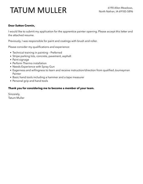 Apprentice Painter Cover Letter Velvet Jobs