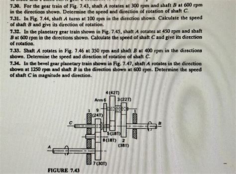 Solved 7 30 For The Gear Train Of Fig 7 43 Shaft A Chegg