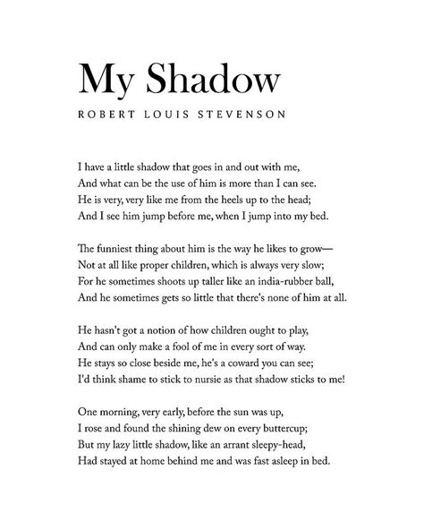 My Shadow - Robert Louis Stevenson Poem - Literature - Typography Print ...