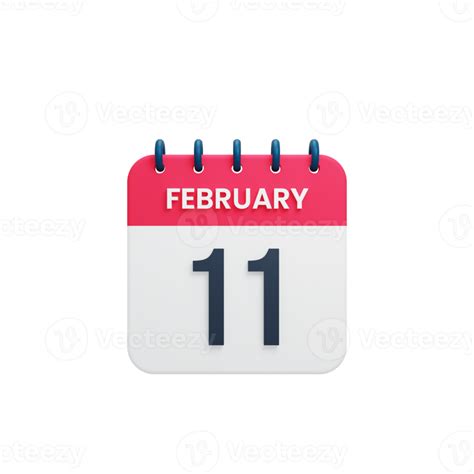 Free February Realistic Calendar Icon 3D Illustration Date February 11 ...