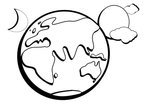 Dia E Noite Para Colorir - Pagina para colorir de noite e dia mostrando a terra com uma lua e um sol