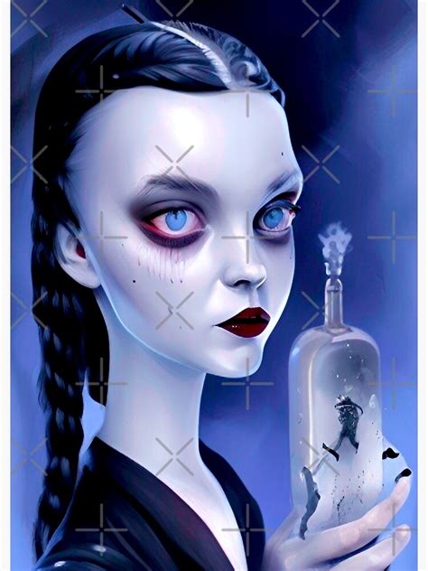 Wednesday Addams Beautiful Blue Color Eyes Holding A Bottle Portrait