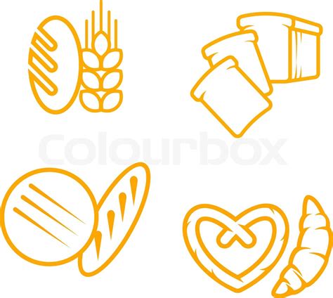 Set Of Bread And Bakery Symbols For Design Stock Vector Colourbox