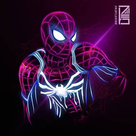 Aniket Jatav di Instagram "164/365 : NEON SPIDERVERSE SERIES Artwork : 5 -- SPIDERMAN from the ...