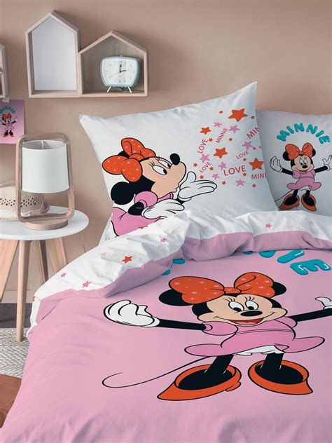 Parure De Lit Imprim E Coton Disney Home Minnie Happy Rose