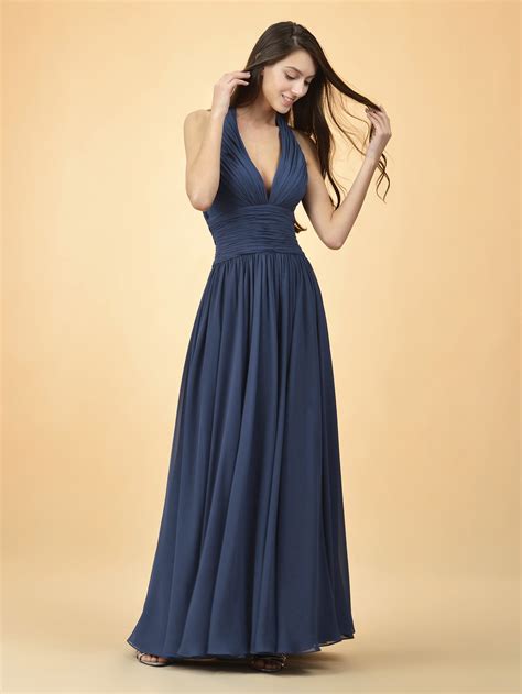 Alicepub Long Chiffon Bridesmaid Dresses V Neck Maxi Dress Evening