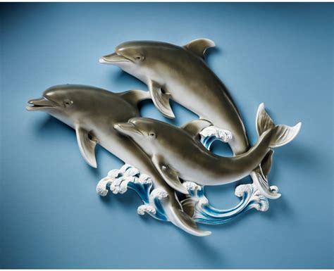 Dolphin Wall Sculpture Ornament D Art Seaside Coastal Nautical Home