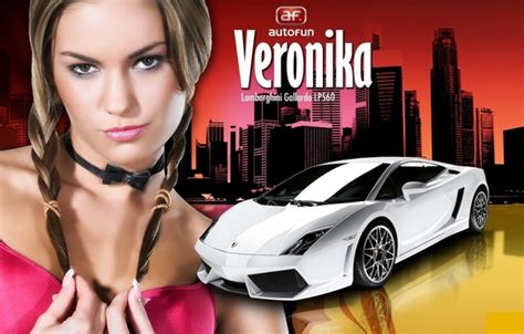 Wallpaper Sexy Veronika Fasterova Brunette Lamborghini Gallardo