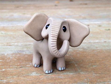 Elephant Handmade Miniature Polymer Clay Animal Figure Polymer Clay