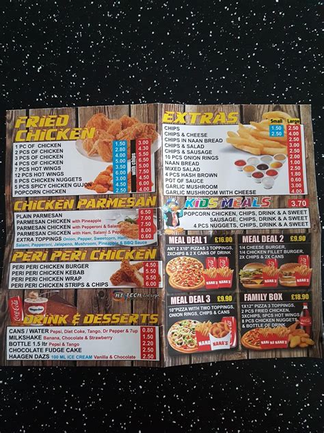 Menu at Nana's Pizza & Kebabs pizzeria, Pwllheli