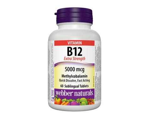 Webber Naturals Vitamin B12 Methylcobalamin 5000mcg 60 Tablets