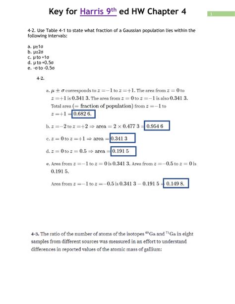 Chem222 Chapter 4 Homework Answer Key Key For Harris 9 1 Ed Hw