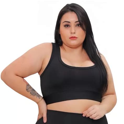 Top Plus Size Fitness Feminino Sem Bojo Alta Sustentação Parcelamento