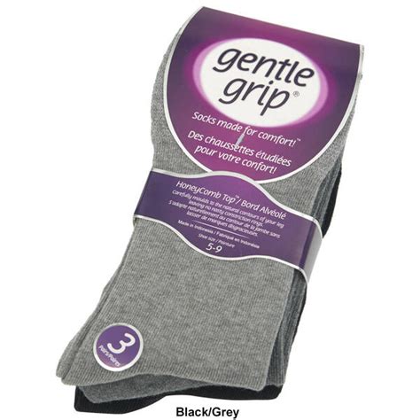 Womens Gentle Grip 3pk Solid Crew Socks Boscovs