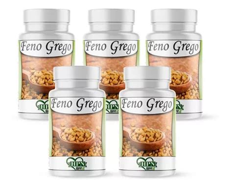 Feno Grego Extrato 100 Puro Em Cápsulas 500mg Kit 5 Potes Sabor Neutro