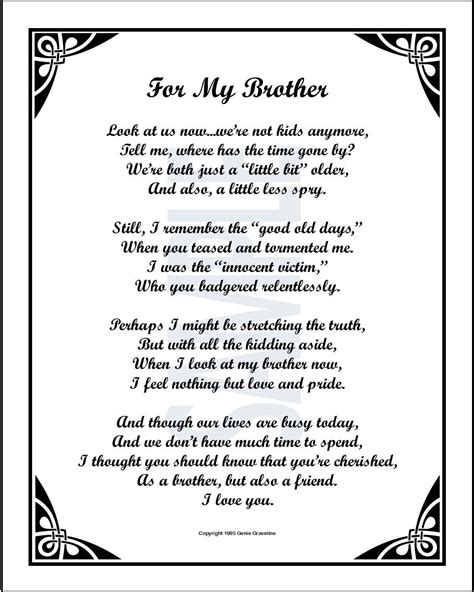 This Brother Poem Is The Perfect T For His 40th 50th 60th 65th 75th