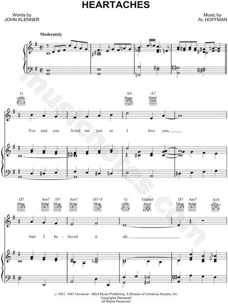 Al Hoffman "Heartaches" Sheet Music in G Major - Download & Print - SKU ...