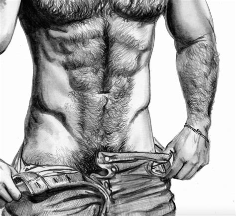 Hairy II Männlicher Akt Queer German Radierung Giclee Art Print Gay